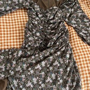 Astr Floral Maxi Dress - Brown and Pink